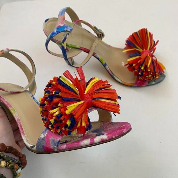 J. CREW COLLECTION pom pom stiletto multicolor heels - Picture 11 of 11